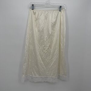 Pam Vintage Ivory Cream Half Slip Elastic Nylon Skirt Lingerie Size Large